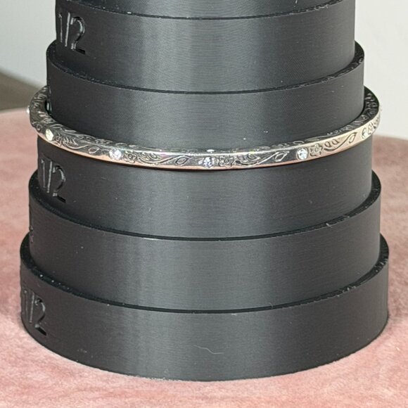 Brighton Heart in a Circle Silver Scrolled Crystal Bangle Bracelet - Picture 2 of 8